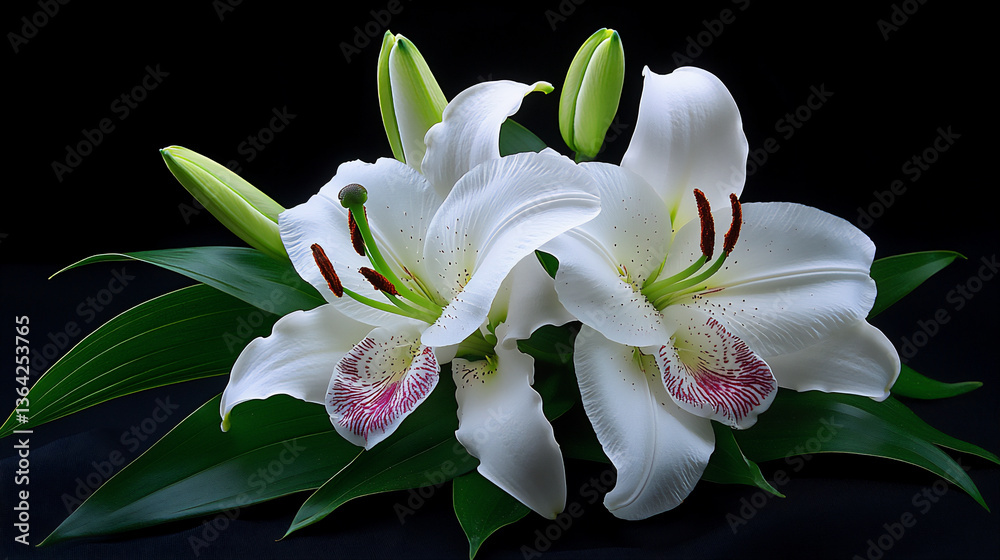 Fototapeta premium elegant white lily and orchid bouquet