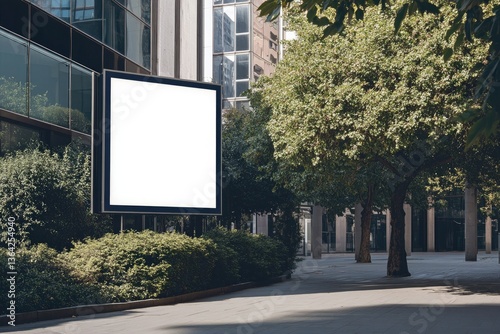 Ultra Hd Image of Billboard Sidewalk Office Street Urban City Signboard Banner Mockup