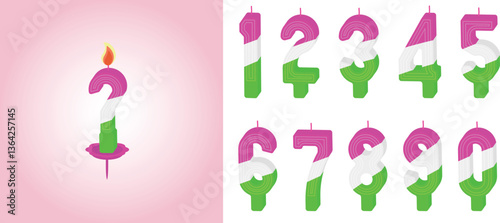 3D Number birthday candles of classic color type-f