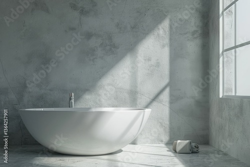 Premium Quality Visual of White and Concrete Bathroom Interior with Sink