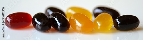 Multicolored Capsules on White Surface