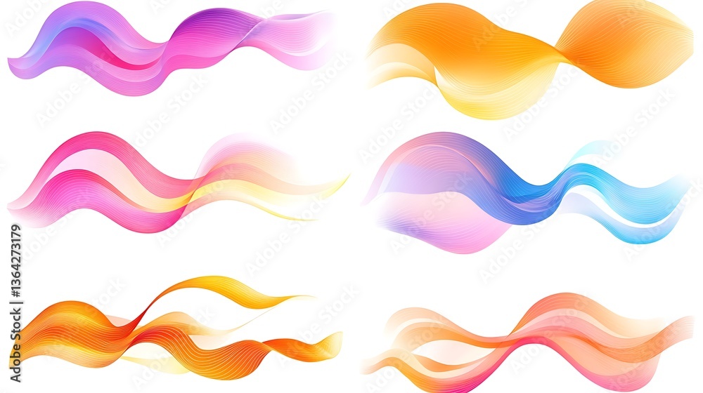 Fototapeta premium Colorful Abstract Wave Set. (1)