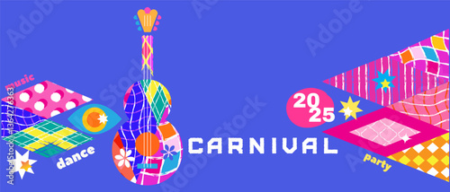 Carnival, masquerade, parade, festival, holiday music dance party template design  Vector 