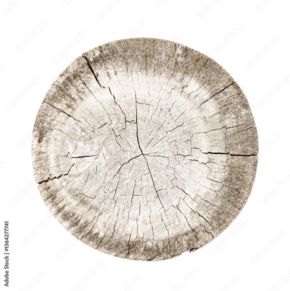 Fototapeta premium Old circle wood with cross-section isolated