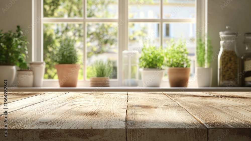 Rustic Wooden Table Top with a Window View Rustic Wooden Table Top with a Window View