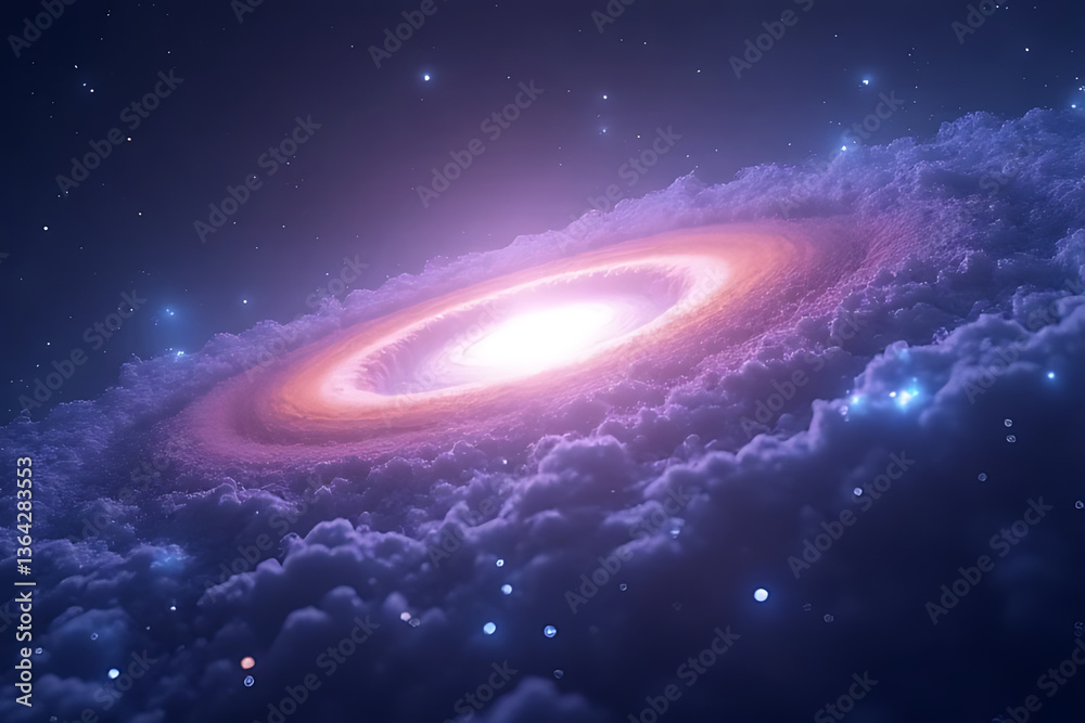 Fototapeta premium An ethereal glowing nebula surrounding an invisible force, with gentle arcs of light weaving through