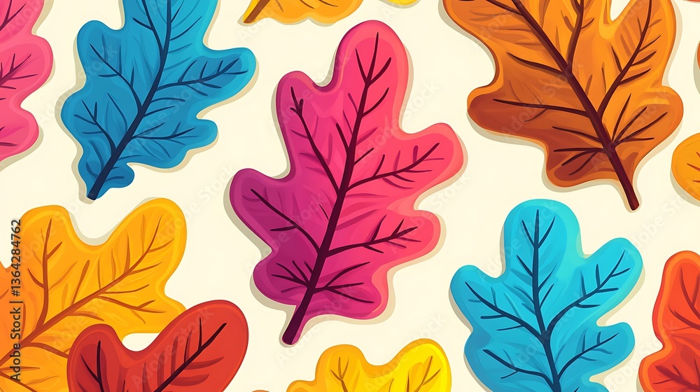 Obraz premium Colorful Oak Leaf Pattern. (2)