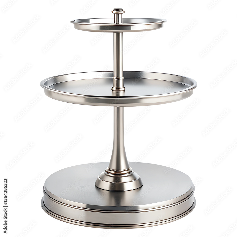 two-tier silver pedestal stand perfect for produduct display isolated on white background png two-tier silver pedestal stand perfect for produduct display isolated on white background png