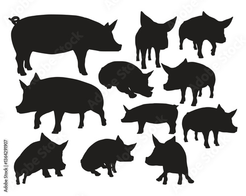 pig animal silhouettes