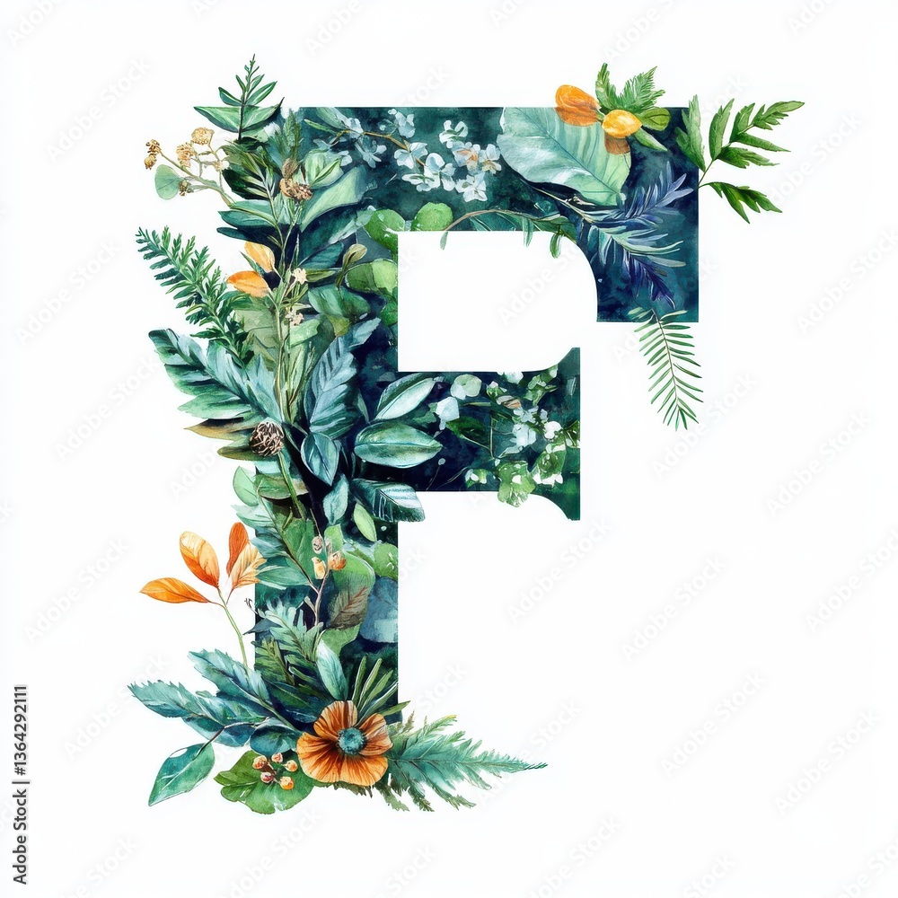 custom made wallpaper toronto digitalBotanical-themed letter F