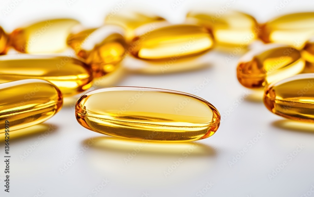 A close-up of golden capsules, highlighting their smooth, shiny surface against a light background, suggesting health and wellness. A close-up of golden capsules, highlighting their smooth, shiny surface against a light background, suggesting health and wellness.