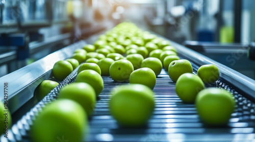 Obraz na płótnie Apples Being Sorted In Fruit Processing And Packaging Plant w salonie