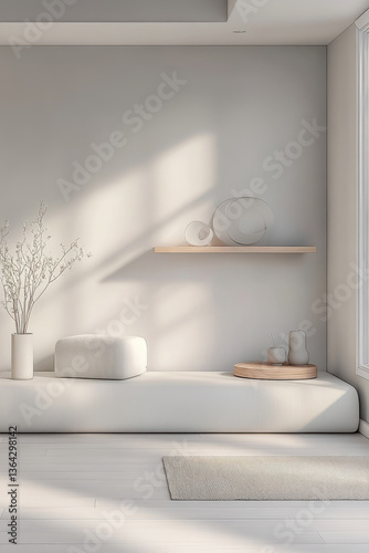 white and clean minimalist living room interior design