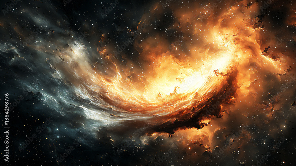 Obraz premium cosmic black hole with accretion disk