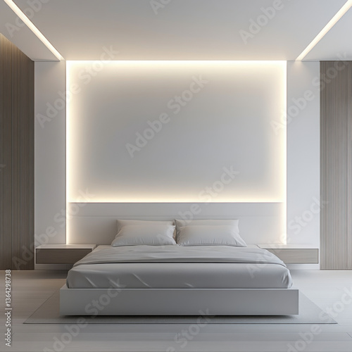 Obraz na płótnie clean lines and minimalistic bedroom and contemporary design w salonie