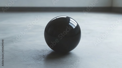 ball on the floor  on Minimalist Concrete Floor with Soft Shadow isolated on grey background