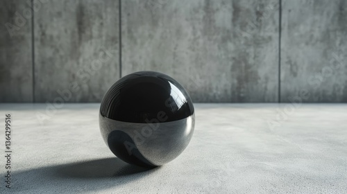 ball on the floor  on Minimalist Concrete Floor with Soft Shadow isolated on grey background
