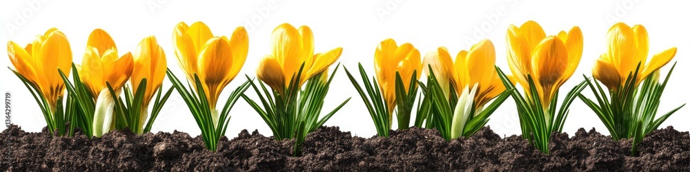 Spring Crocus Blossoms in Soil (2) Spring Crocus Blossoms in Soil (2)