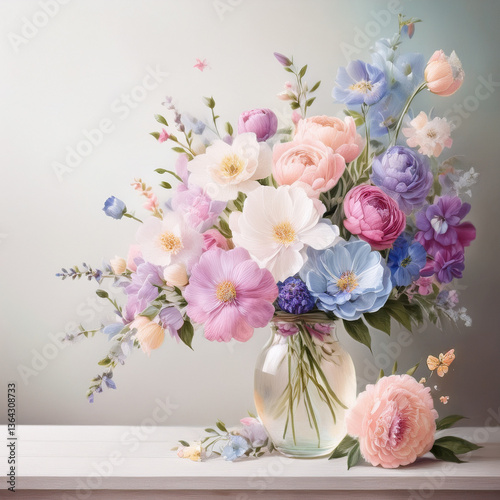 美しいフラワーアレンジメントと素敵なインテリアの部屋