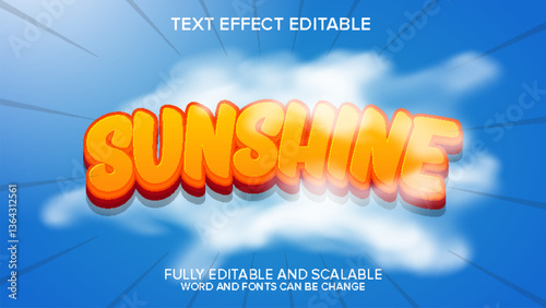 3d text effect sunshine vector editable