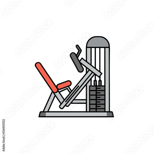 Gym equipment leg press machine illustration in colorful design  