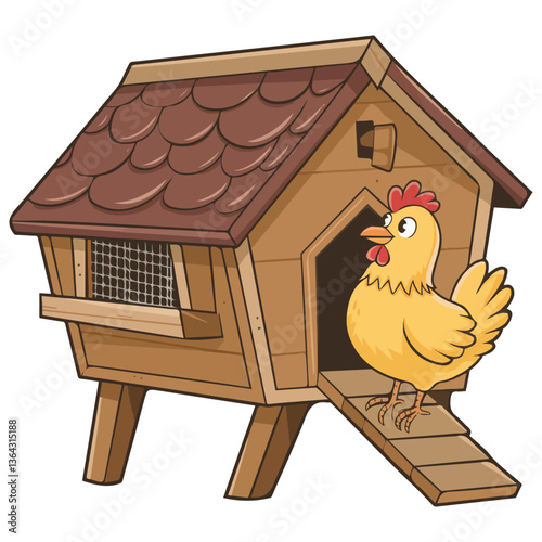 Chicken coop and hen