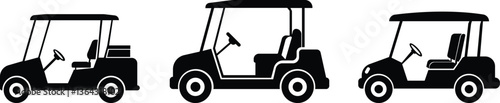 Golf car icon set.Sport, vehicle transport. Outline, Car for golfers. Passenger transportation. Golfcar silhouette design vector style in a golf club with a car icon,black golf car icon vector.