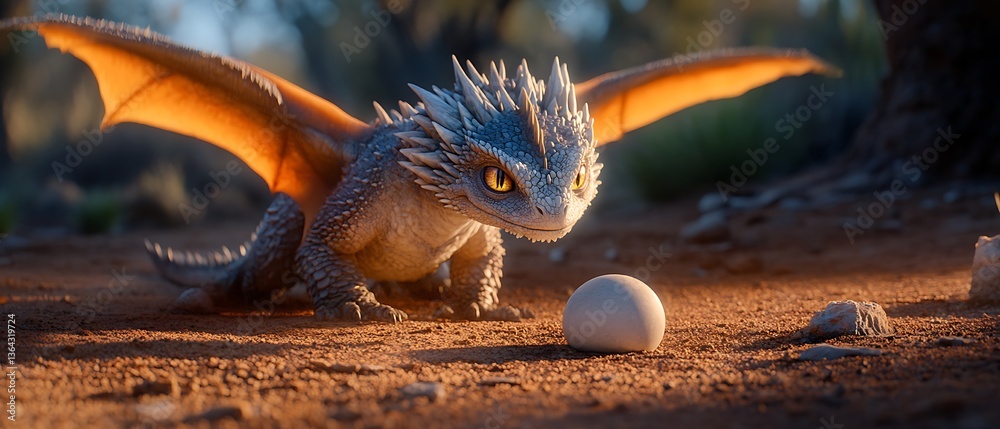 Obraz premium Dragon with Egg Desert