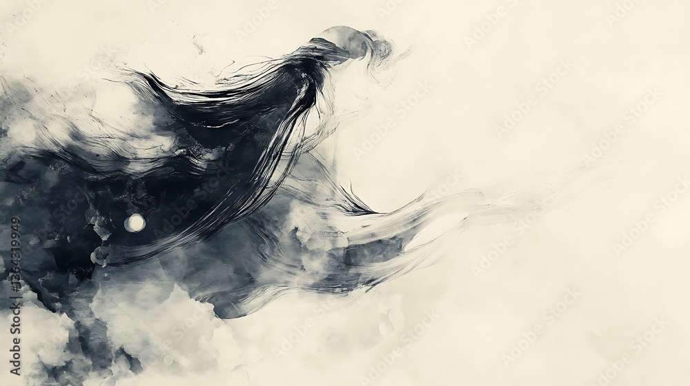 Fototapeta premium Abstract Ink Woman Flowing.