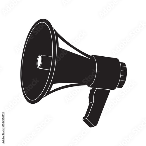 megaphone silhouette, minimal car horn icon vector illustration on white background