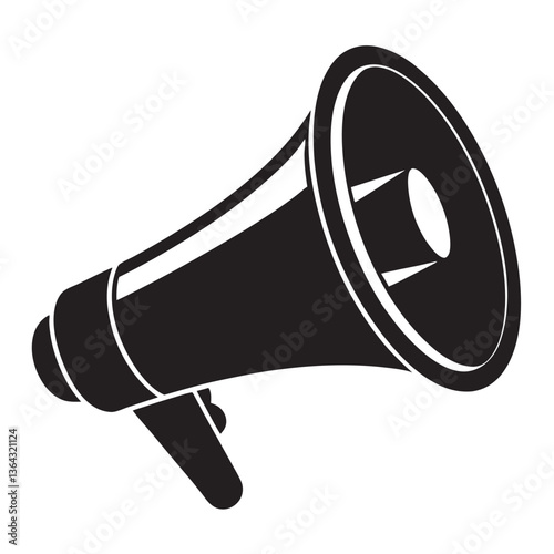 megaphone silhouette, minimal car horn icon vector illustration on white background