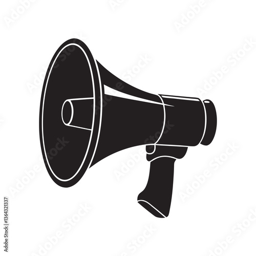 megaphone silhouette, minimal car horn icon vector illustration on white background