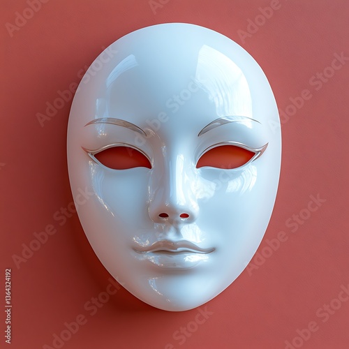 White Mask on Red Background