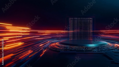 Obraz na płótnie Futuristic AI Data Stream Abstract Technology Background w salonie