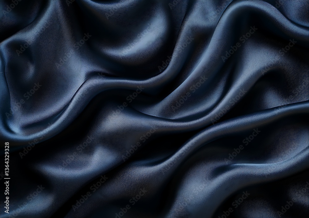 Obraz premium The folds and texture of blue satin fabric present nicely