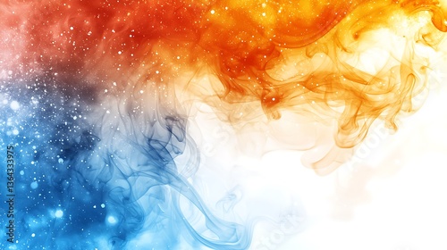 반짝이는 입자가 섞인 컬러풀한 연기 효과, AI 생성