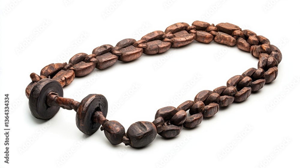 Obraz premium Detailed close up of an antique carved wooden necklace