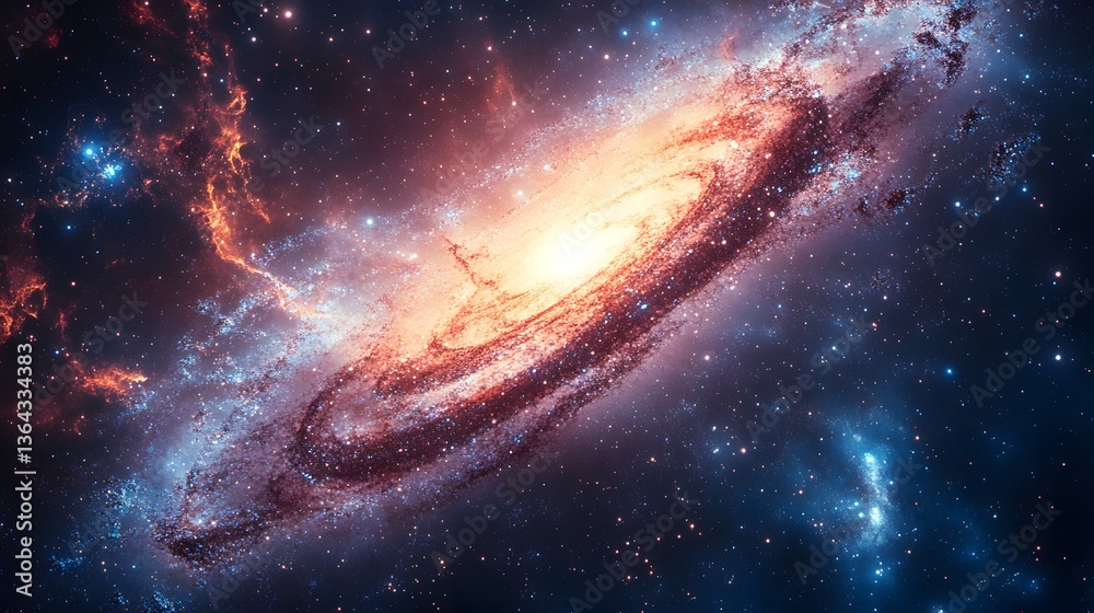 Enigmatic galaxy spinning in a fractal space depiction filled with celestial swirls and cosmic colors Enigmatic galaxy spinning in a fractal space depiction filled with celestial swirls and cosmic colors