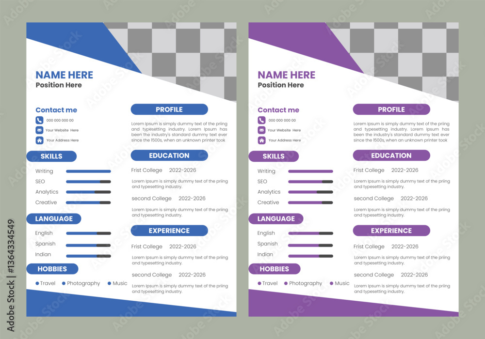 Fototapeta  Business corporate CV resume design template
