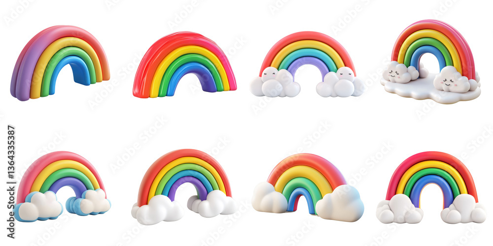 Obraz premium PNG rainbow no bg in plasticine set nature concept using for decoration.