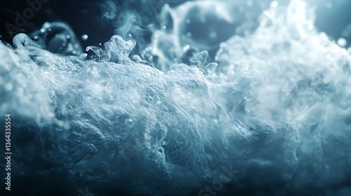 폭발하는 듯한 거친 물결과 공기 방울, AI 생성