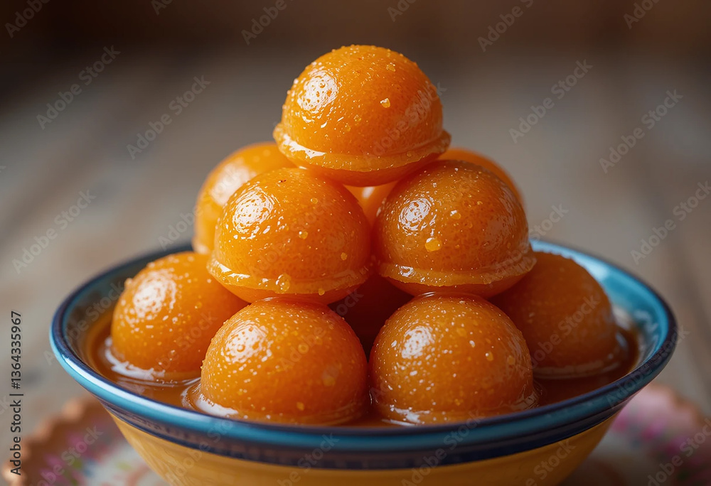 Delicious Gulab Jamun in a Black Bowl, Ready to Indulge Delicious Gulab Jamun in a Black Bowl, Ready to Indulge