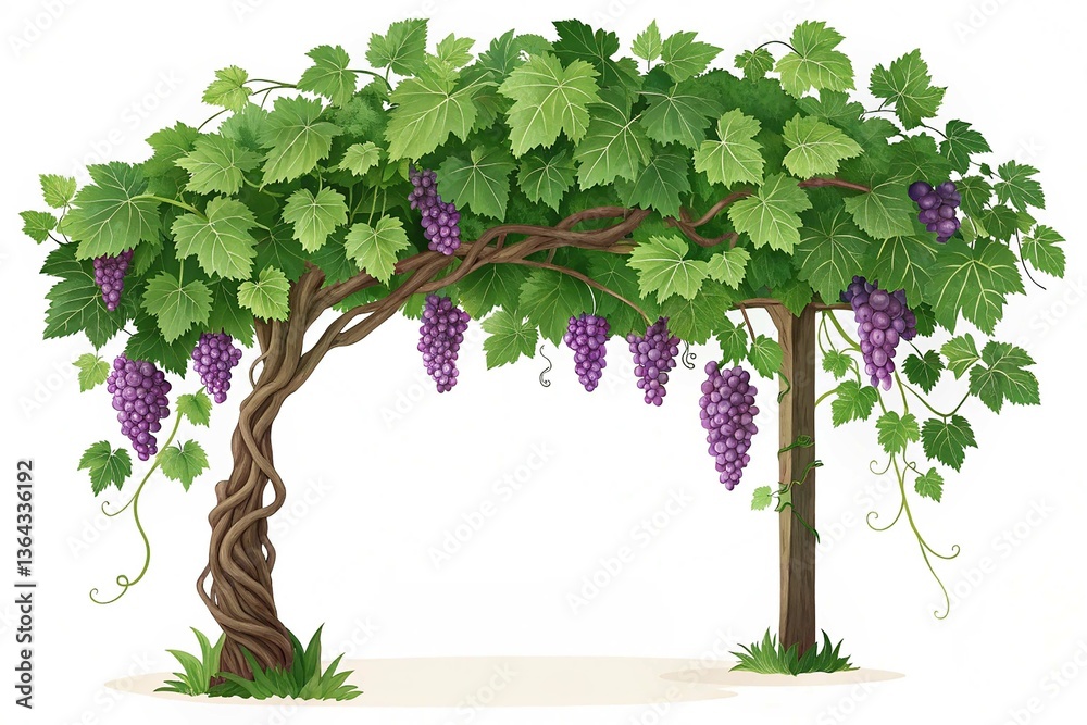 Fototapeta premium Fresh grape vine isolated transparent background