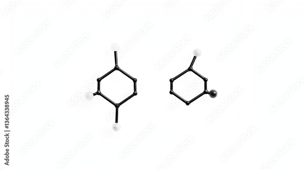 Hexane molecular structure isolated on white