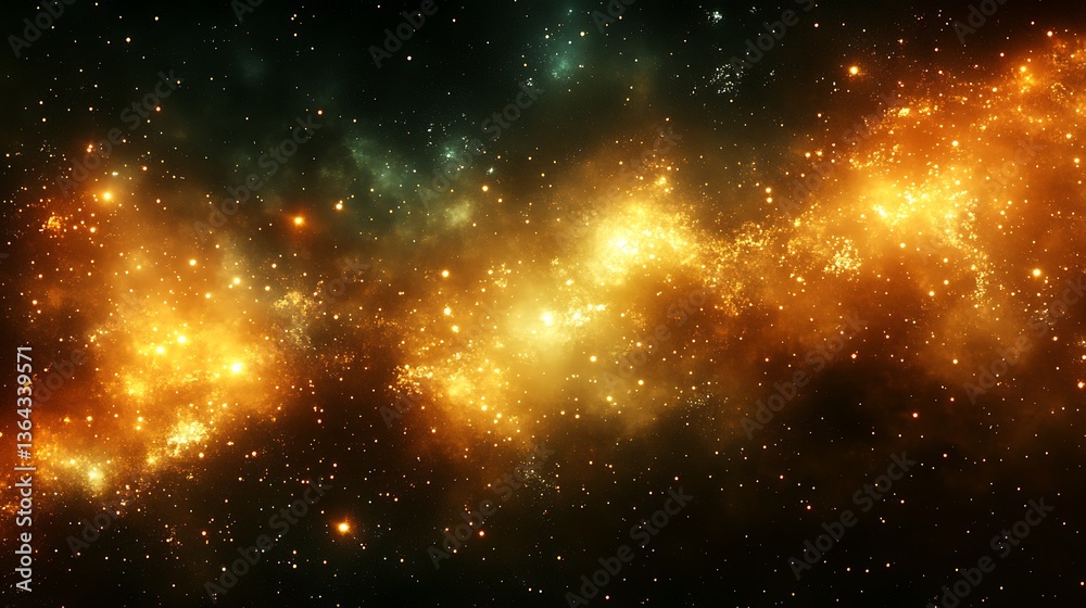 Fototapeta premium Fiery nebula swirls in deep space.