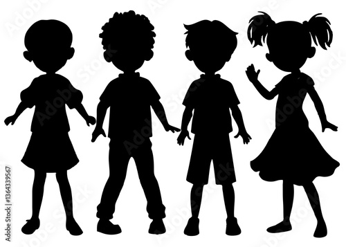 Silhouettes of Children – Boys and Girls Standing