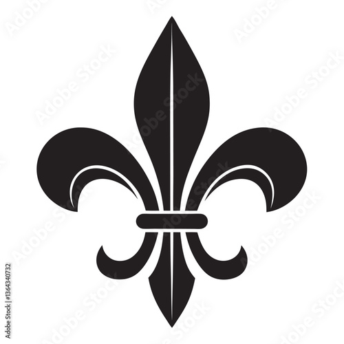 Fleur de lis simple elegant black silhouette logo on white background
