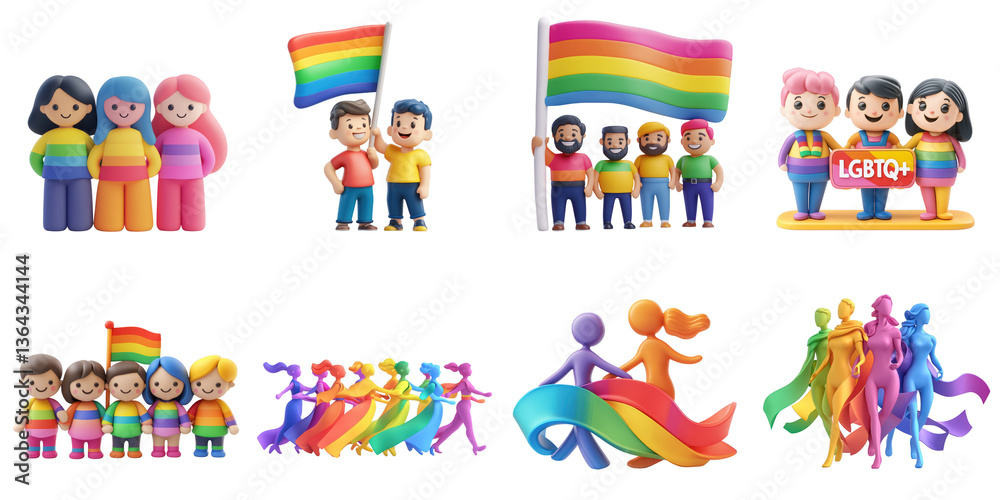 LGBTQ+ die cut cartoon symbol transparent mock up in pride month concept decoration. LGBTQ+ die cut cartoon symbol transparent mock up in pride month concept decoration.