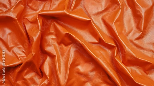 Bright Orange Textured Fabric With Wrinkles and Creases