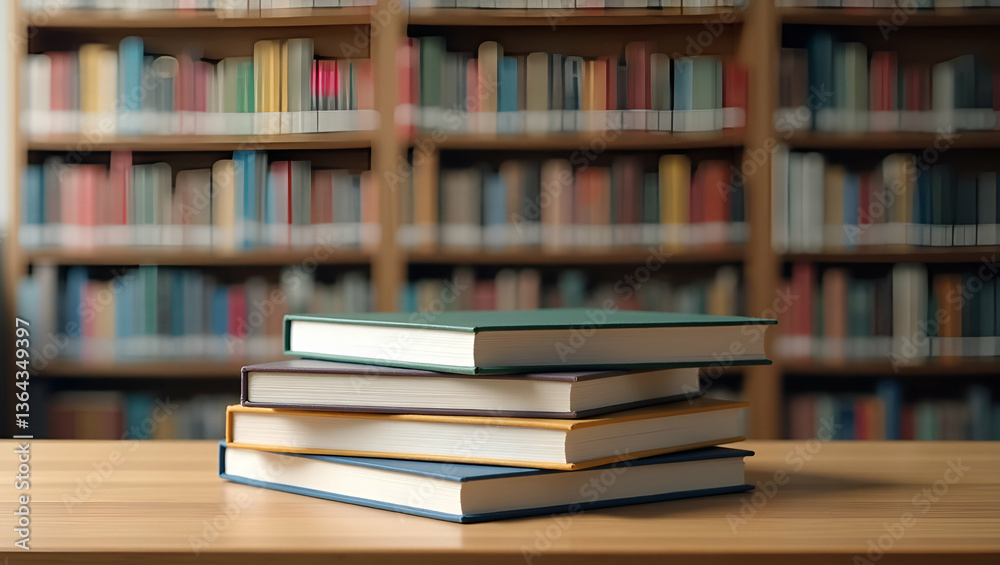 Flat Piles of Books on Table: A Cute Vector Illustration of Study Environment Flat Piles of Books on Table: A Cute Vector Illustration of Study Environment